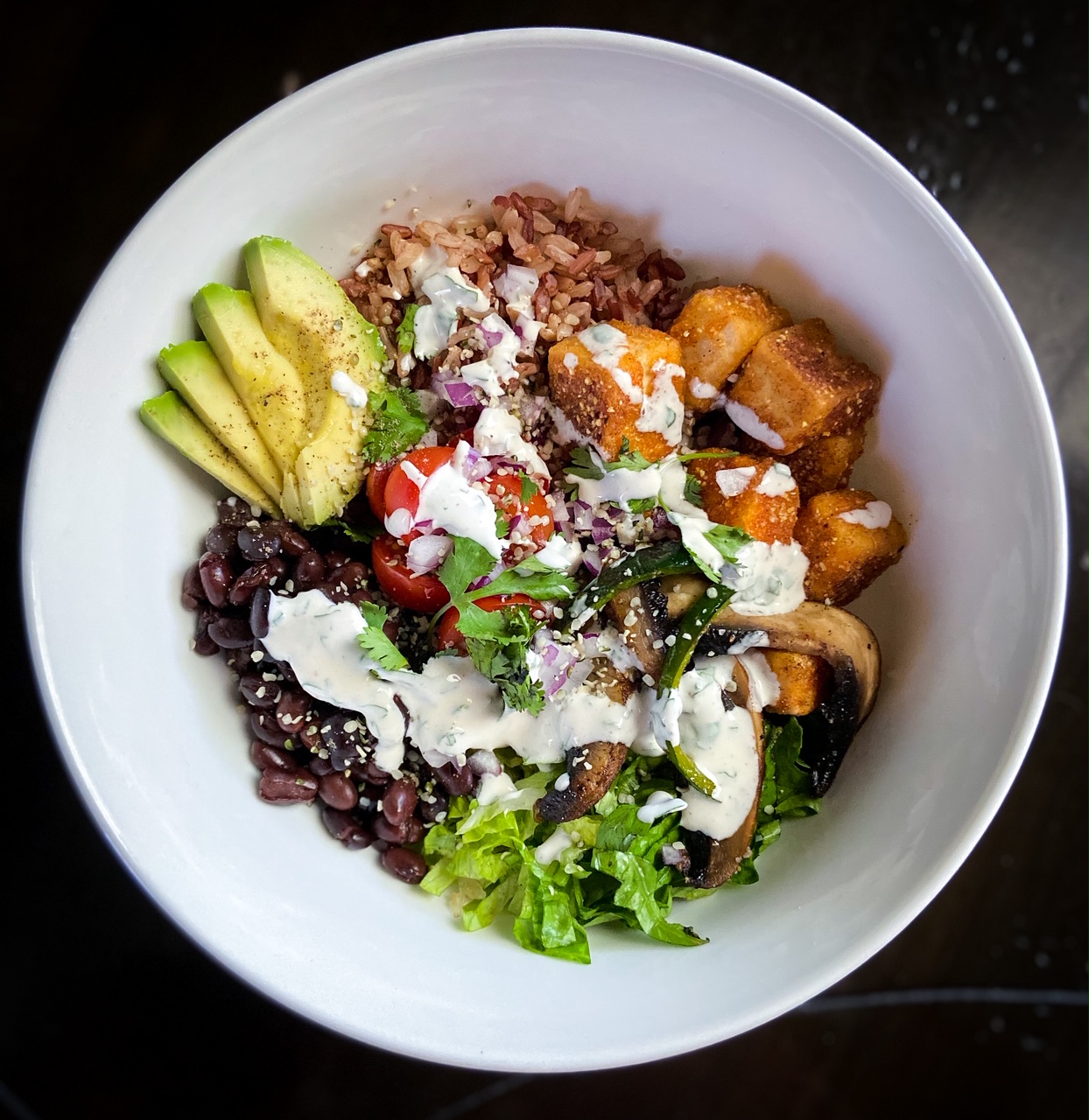 Escaping + Tofu and Black Bean Buddha Bowl